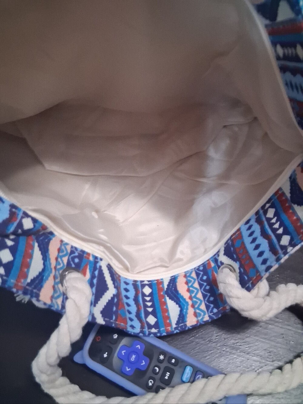 Boracay Blue Patterned Rope-Handle Beach Tote - Picture 3 of 6